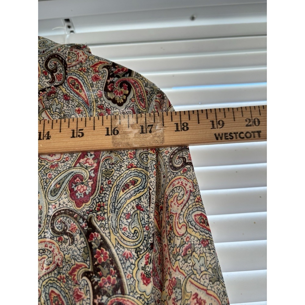 Emma James Liz Claiborne Sheer Paisley Blouse L Tan Fairy Goth Romantic Top - Picture 6 of 7
